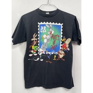 Vintage 90s Looney Tunes Warner‎ Bros Cast Characters Graphic TShirt S/M